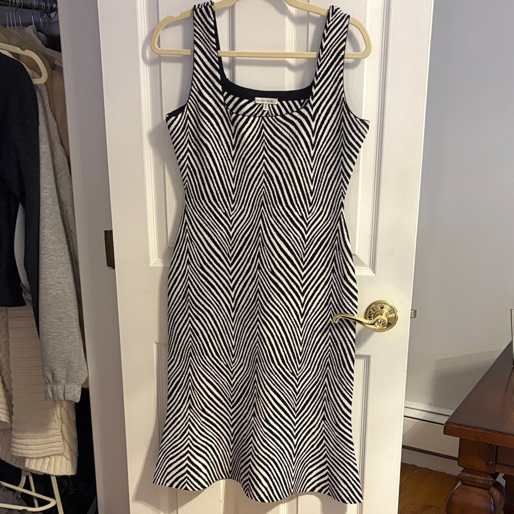 Ronny Kobo Collection Black & White Chevron Midi Dress